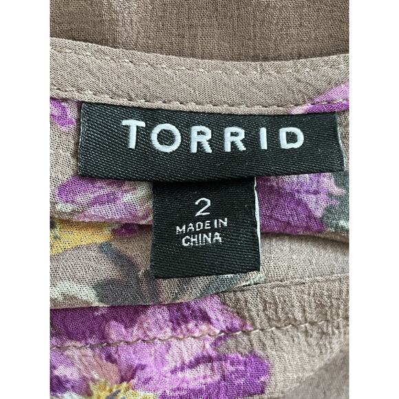 Torrid Top Blouse Multicolor Floral Pullover Semi Sheer - Picture 11 of 12